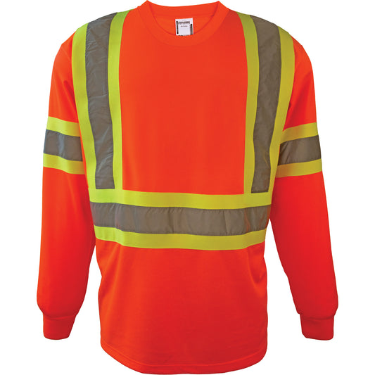 Coolworks Long Sleeve Safety Shirt, Polyester, 4X-Large, High Visibility Orange