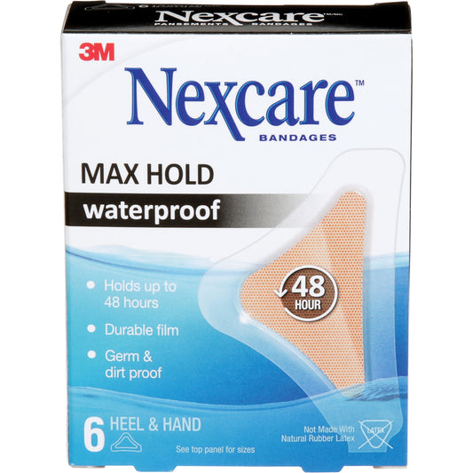 3M Nexcare™ Max-Hold Waterproof Bandages, Hand/Heel, 3-1/2", Plastic, Sterile