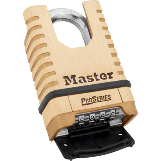 Master Lock ProSeries® Shrouded Padlock, Combination, Resettable, Solid Brass, 2-1/4" Width