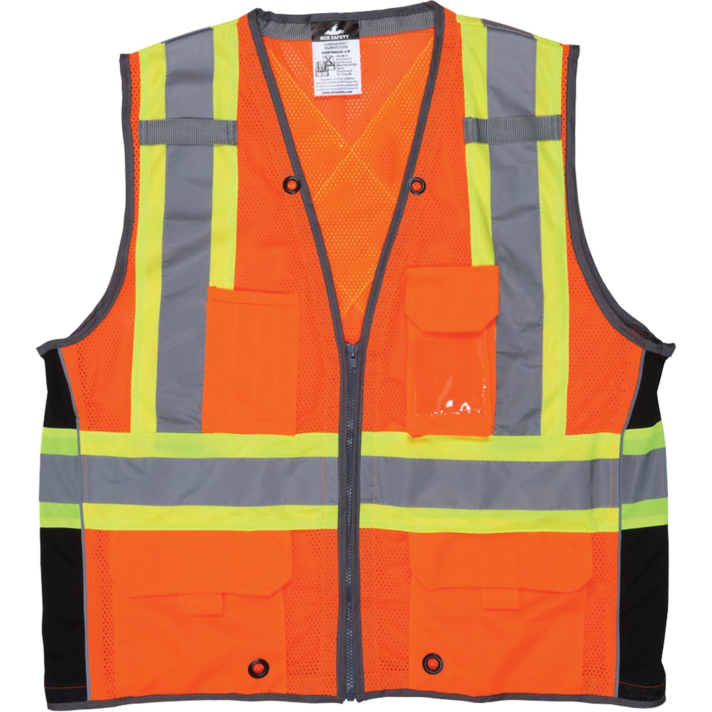 Mcr Safety Surveyor Safety Vest, High Visibility Orange, 4X-Large, Polyester