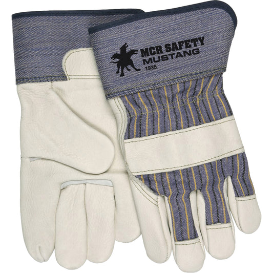 Mcr Safety Mustang Fitters Gloves, Large, Grain Cowhide Palm, Fleece Inner Lining