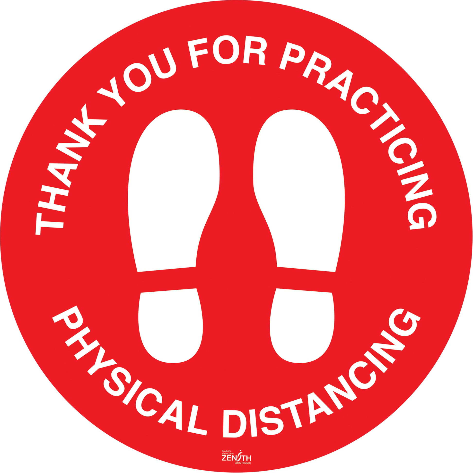 Zenith Safety Products "Physical Distancing" Floor Sign, Adhesive, English with Pictogram