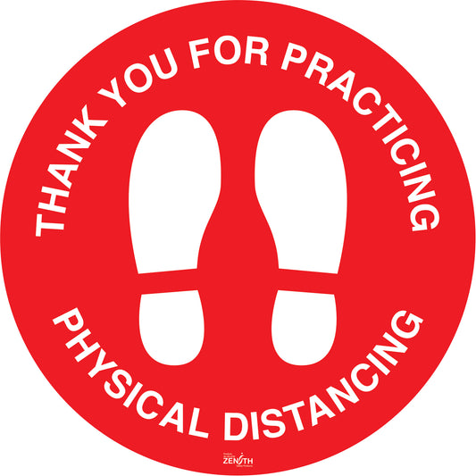 Zenith Safety Products "Physical Distancing" Floor Sign, Adhesive, English with Pictogram