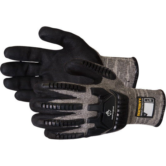 Superior Glove Works Ltd. Dexterity® Impact-Resistant & Cut-Resistant Gloves, Size 8, 15 Gauge, Nitrile Coated, Cotton Shell, ASTM ANSI Level A4