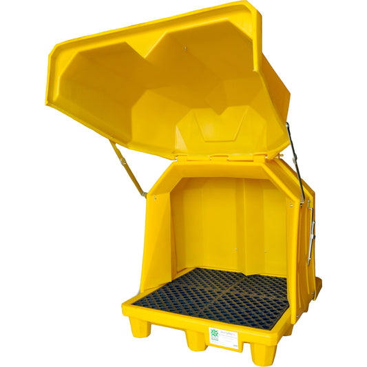 Ultratech Ultra-Hard Top P4 Spill Pallets® Outdoor Storage without Drain, 57" L x 54" W x 64.5"/64.25" H, 6000 lbs. Load Capacity