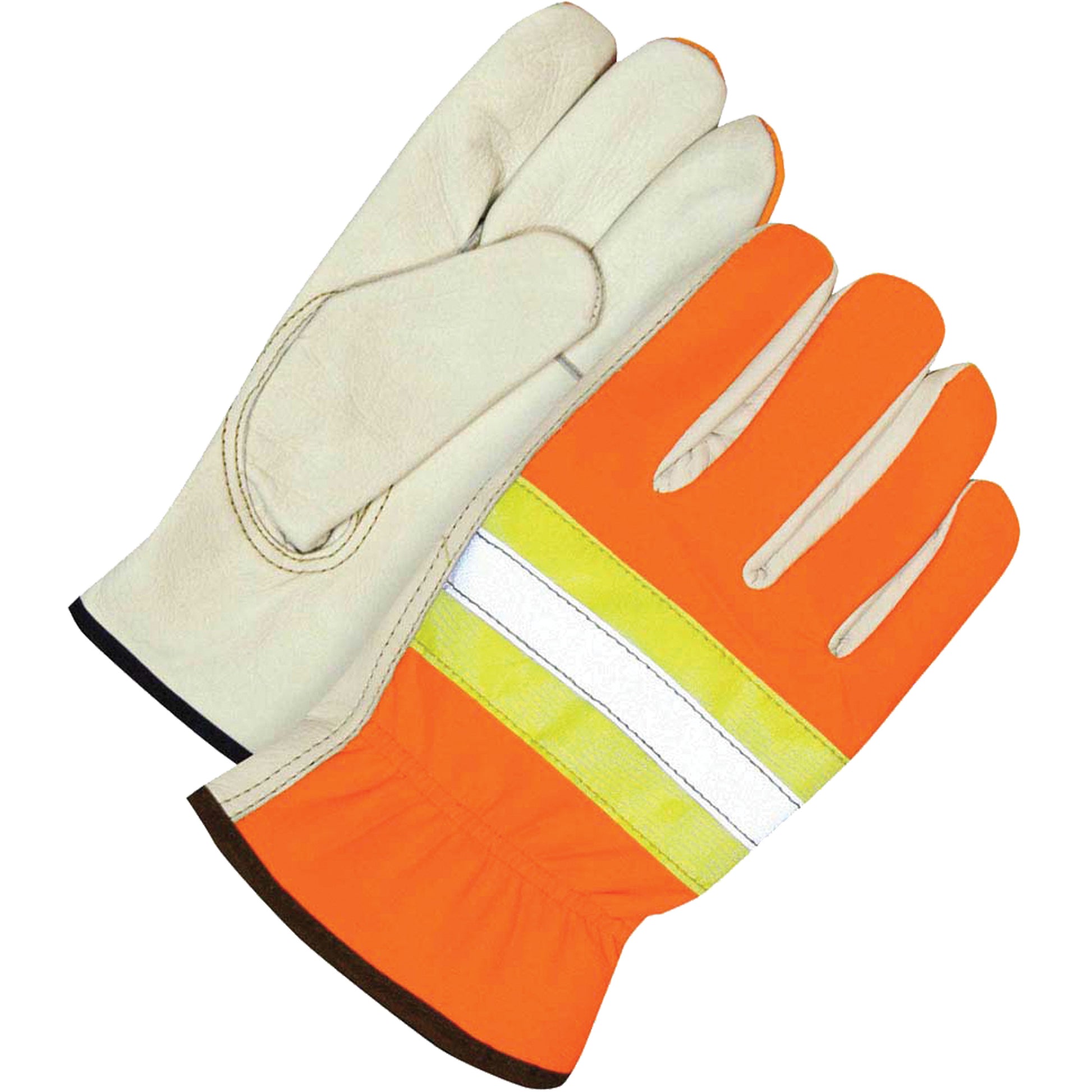 Bob Dale Gloves Classic High Visibility Driver Gloves, Large, Grain Cowhide Palm