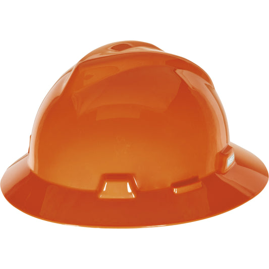 MSA V-Gard® Slotted Full-Brim Hardhat, Quick-Slide Suspension, Orange