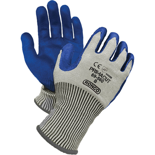 Ronco PrimaCut™ Cut Resistant Gloves, Size 8, 13 Gauge, Nitrile Coated, HPPE Shell, ANSI/ISEA 105 Level 4/EN 388 Level 5