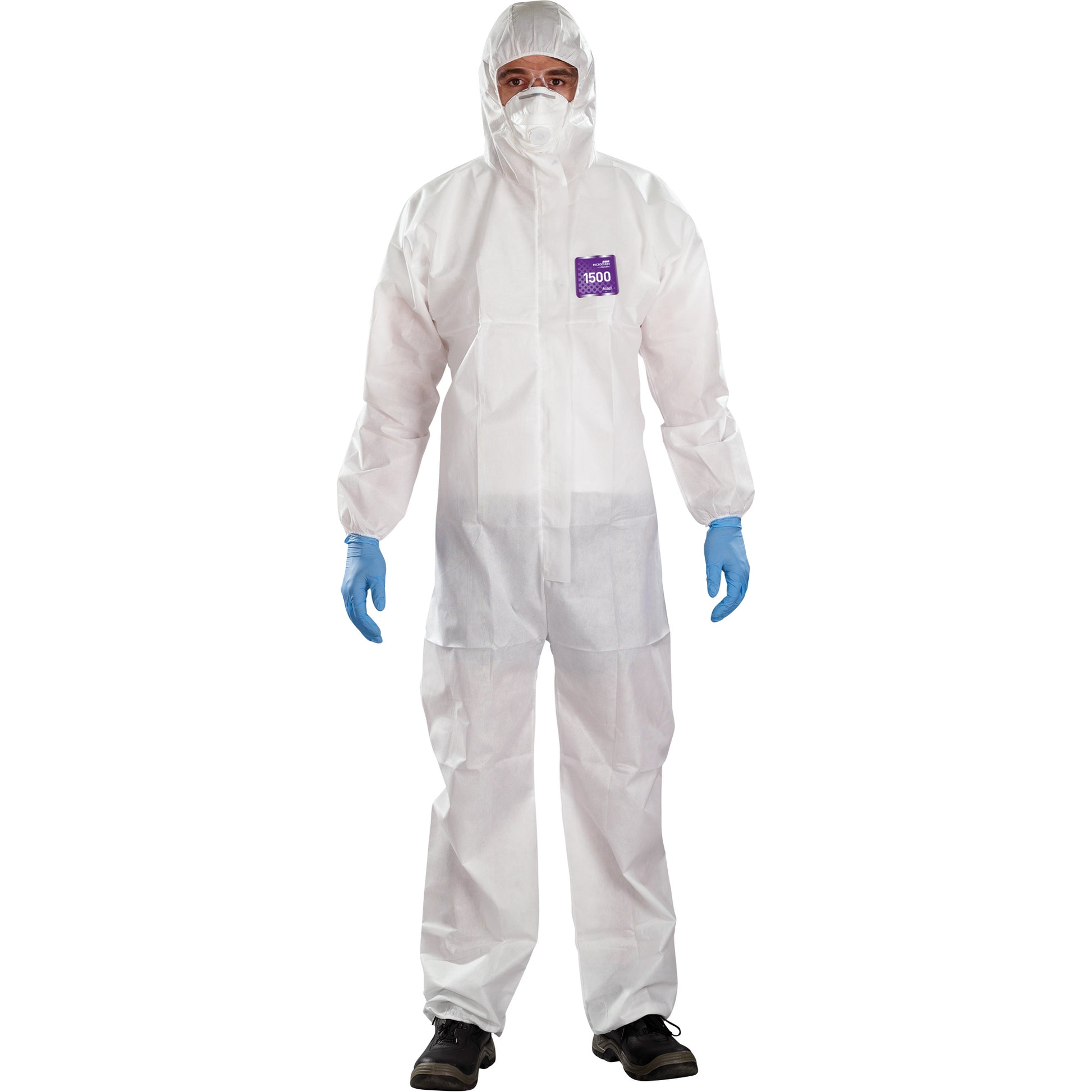 Ansell Alphatec™ Microchem™ Coveralls with Collar, X-Large, White, SMS