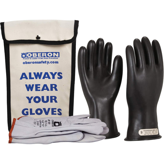 Oberon GLVKT-BRC0-11 Rubber Electrical Glove Kit, ASTM Class 0, Size 10, 11" L