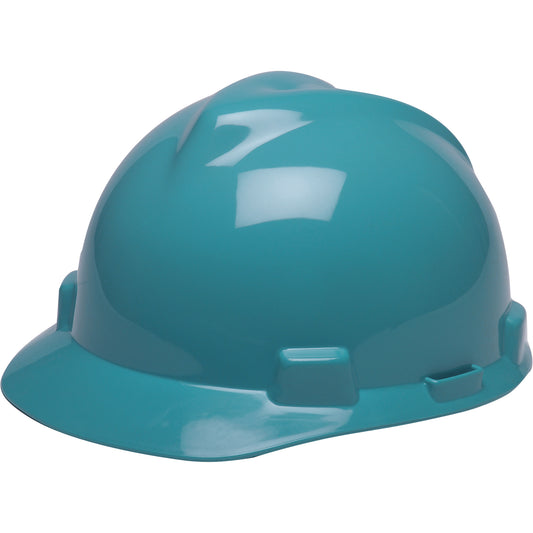 MSA V-Gard® GREEN Slotted Hard Hat, Ratchet Suspension, Blue