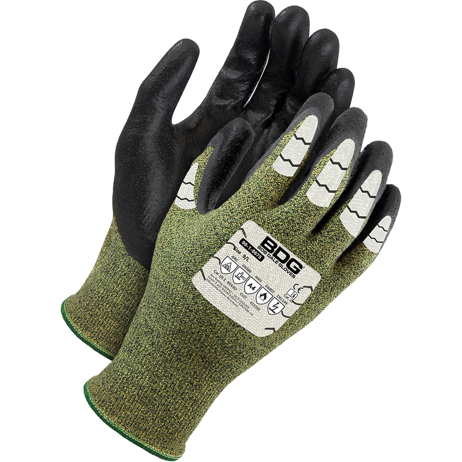 Bob Dale Gloves Arc Tek™ Arc & Cut Resistant Gloves, Size 12, 13 Gauge, Bi-Polymer Coated, Aramid Shell, ASTM ANSI Level A4