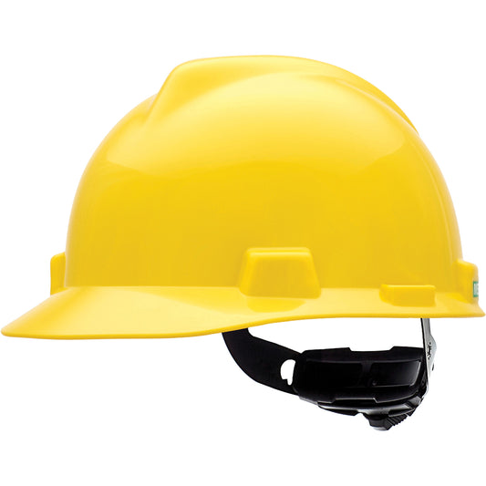 MSA V-Gard™™ Slotted Hard Hat, Ratchet Suspension, Yellow