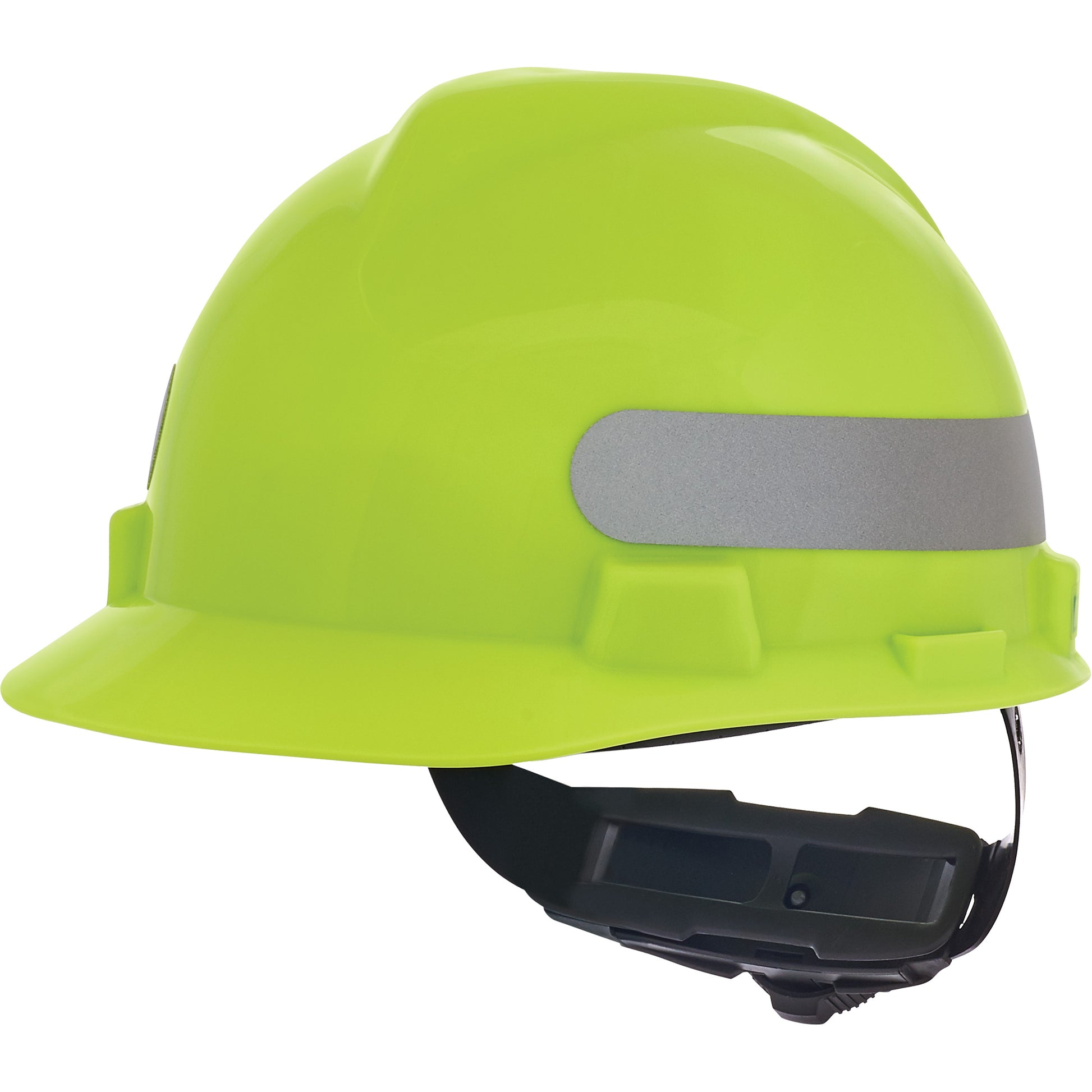 MSA V-Gard® Slotted Hard Hat, Ratchet Suspension, High Visibility Lime Green