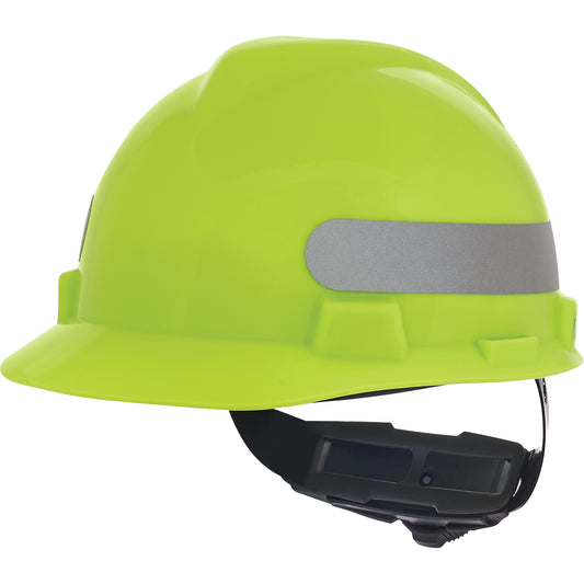 MSA V-Gard® Slotted Hard Hat, Ratchet Suspension, High Visibility Lime Green