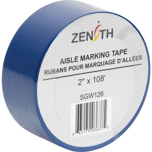 Zenith Safety Products Aisle Marking Tape, 2" x 108', PVC, Blue
