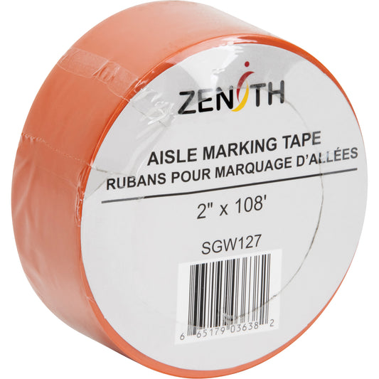 Zenith Safety Products Aisle Marking Tape, 2" x 108', PVC, Orange