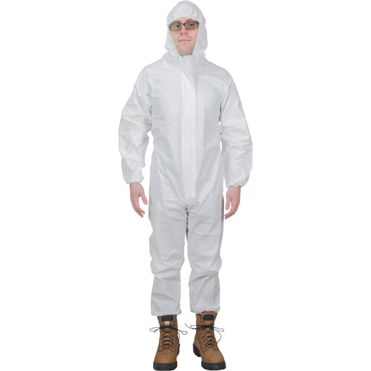 Zenith Safety Products Premium Hooded Coveralls, 2X-Large, White, Microporous