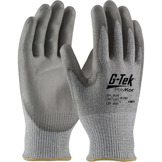 Protective Industrial Products G-Tek® PolyKor® Cut Resistant Gloves, Size X-Large, 13 Gauge, Polyurethane Coated, Polyethylene Shell, ASTM ANSI Level A4/EN 388 Level 5/EN 388 Level D