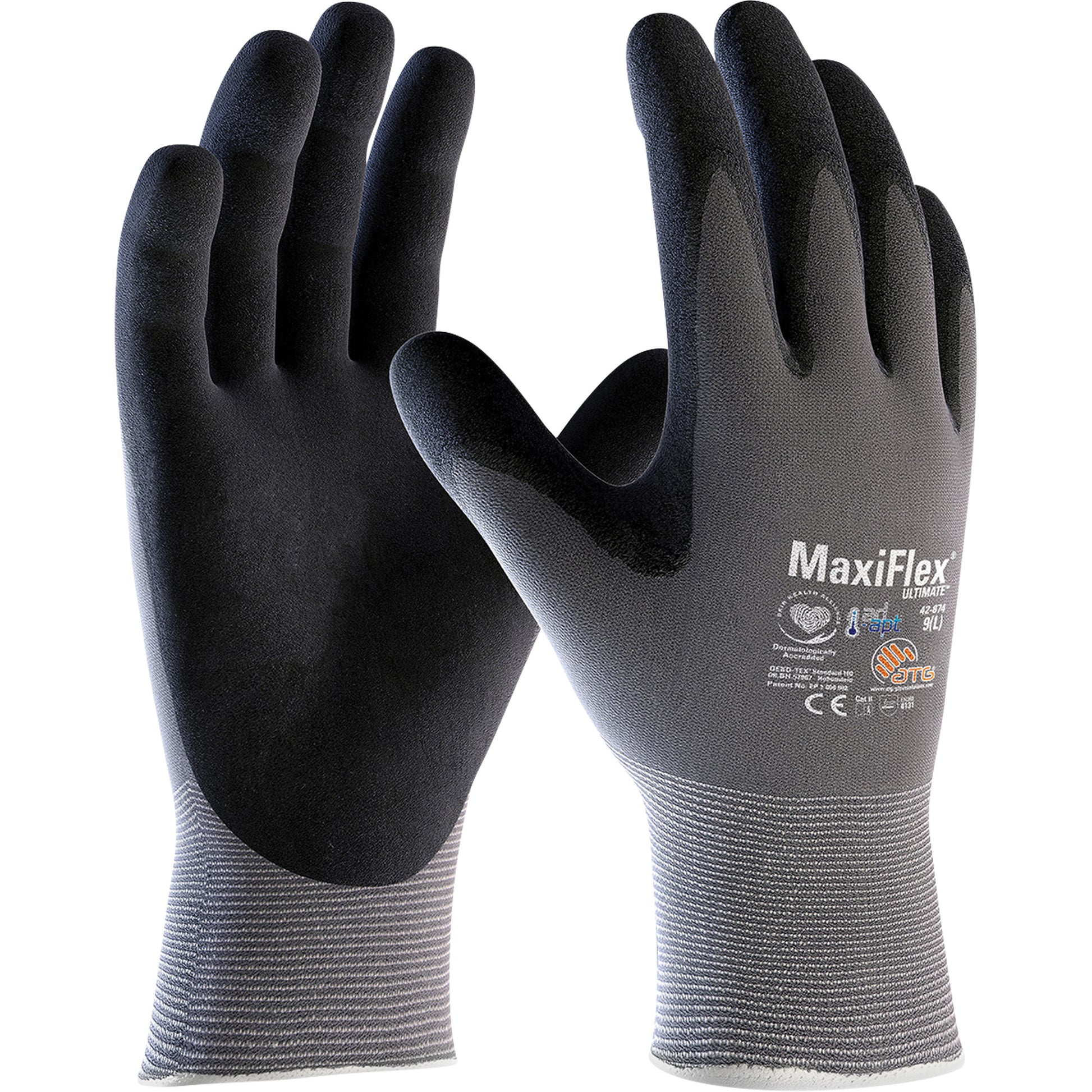 Protective Industrial Products ATG MaxiFlex® Ultimate™ AD-APT™ Coated Gloves, Medium, Foam Nitrile Coating, 15 Gauge, Nylon/Spandex Shell