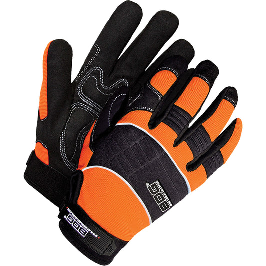 Bob Dale Gloves X-Site™ Hi-Viz Lined Mechanic's Gloves, Synthetic Palm, Size Large