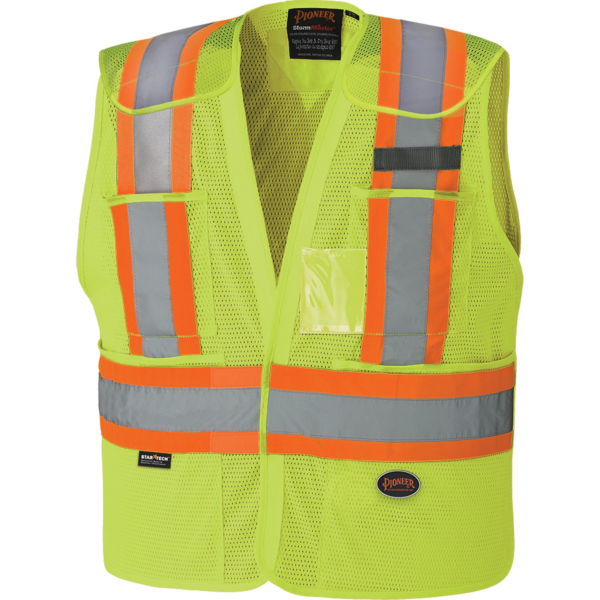 Pioneer 6933 High-Visibility Drop Shoulder Safety Tear-Away Vest, High Visibility Lime-Yellow, Large/X-Large, Polyester