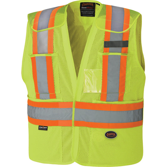 Pioneer 6933 High-Visibility Drop Shoulder Safety Tear-Away Vest, High Visibility Lime-Yellow, Large/X-Large, Polyester