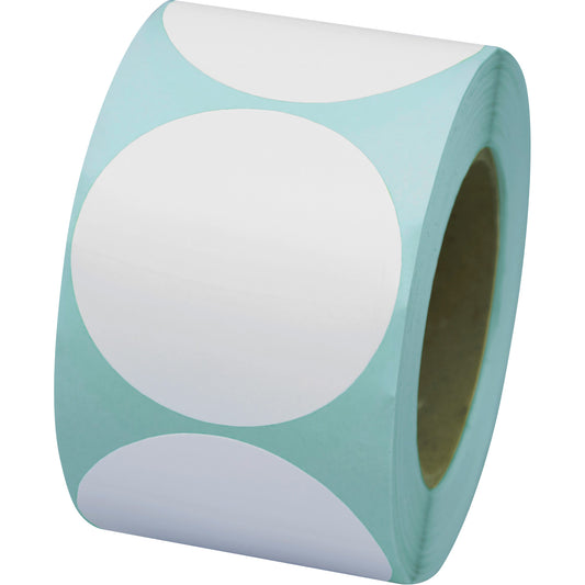 Incom Top Tape & Label Coloured Marking Dots, Circle, 3" L x 3" W, White, Vinyl