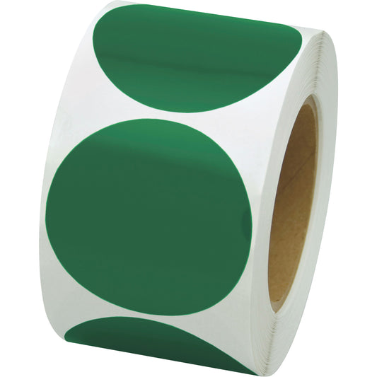 Incom Top Tape & Label Coloured Marking Dots, Circle, 3" L x 3" W, Green, Vinyl