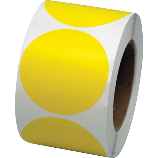 Incom Top Tape & Label Coloured Marking Dots, Circle, 3" L x 3" W, Yellow, Vinyl