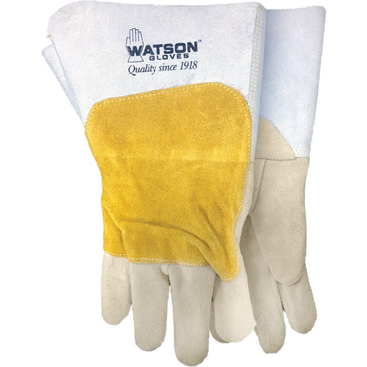 Watson Gloves Mad Cow Welding Gloves, Grain Cowhide, Size Large