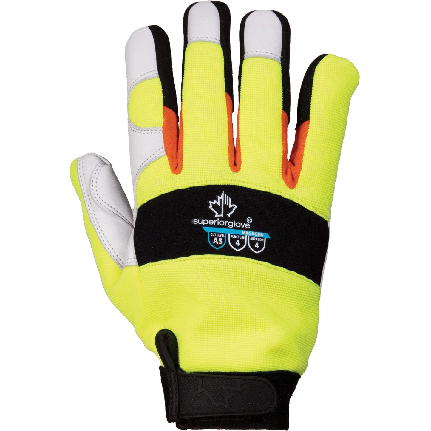 Superior Glove Works Ltd. ClutchGear® High-Visibility Mechanic's Gloves, Grain Goatskin Palm, Size Medium