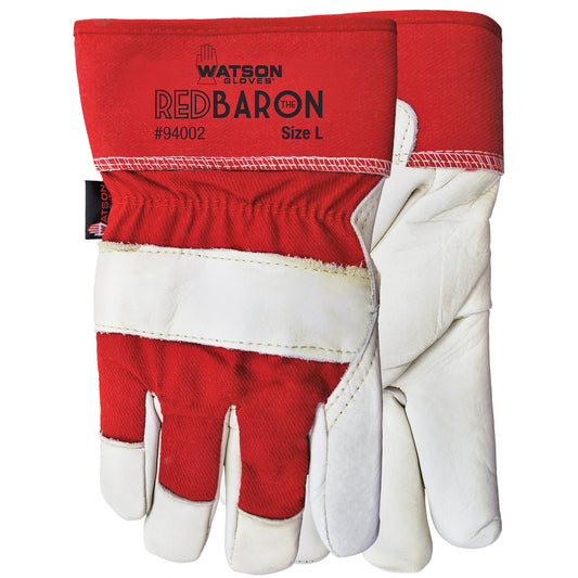 Watson Gloves Red Baron Fitter's Gloves, Large, Grain Cowhide Palm, Sherpa Inner Lining