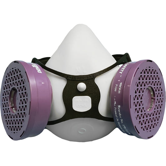Dentec Comfort-Air® 400Nx Black Half Mask without Exhalation Valve P100 Kit, Elastomer/Rubber, Small/Medium