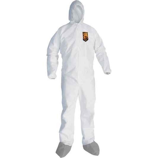Ansell KleenGuard™A45 Liquid & Particle Protection Coveralls with Anti-Slip Shoe, 2X-Large, Grey/White, Microporous