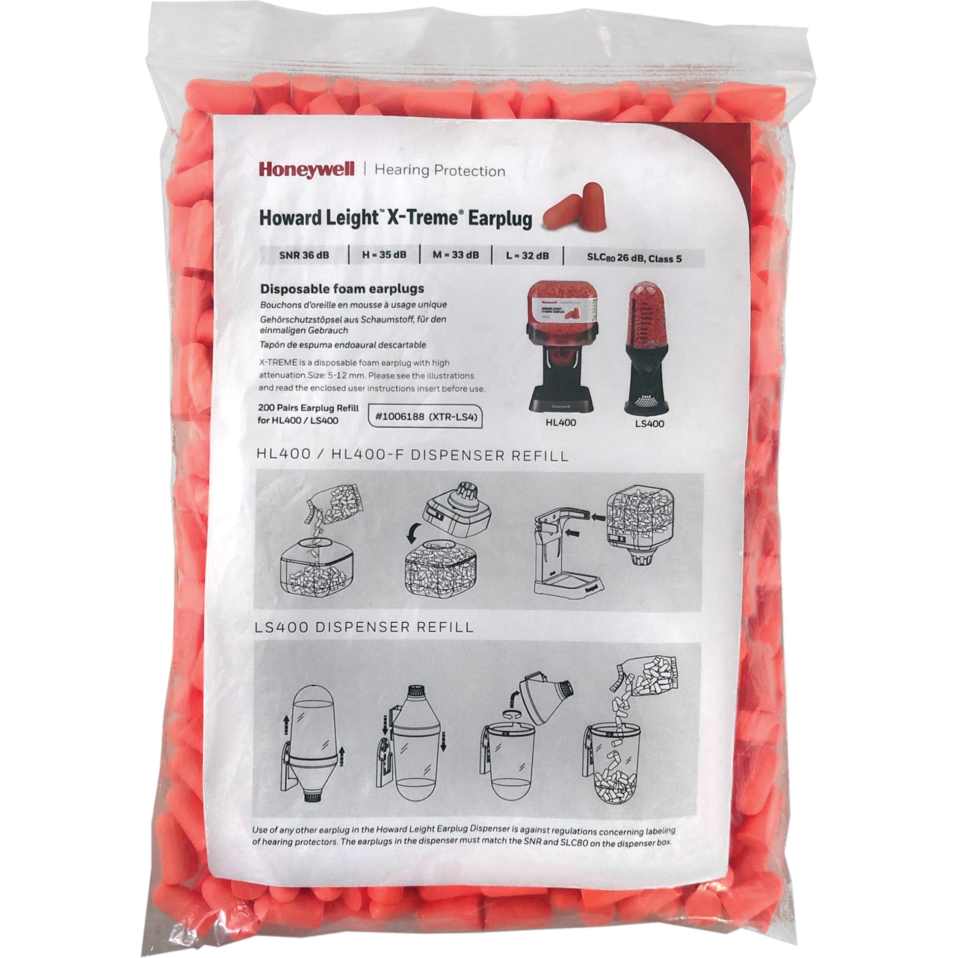 Honeywell Howard Leight™ X-Treme™ Disposable Earplugs, Bulk - Polybag