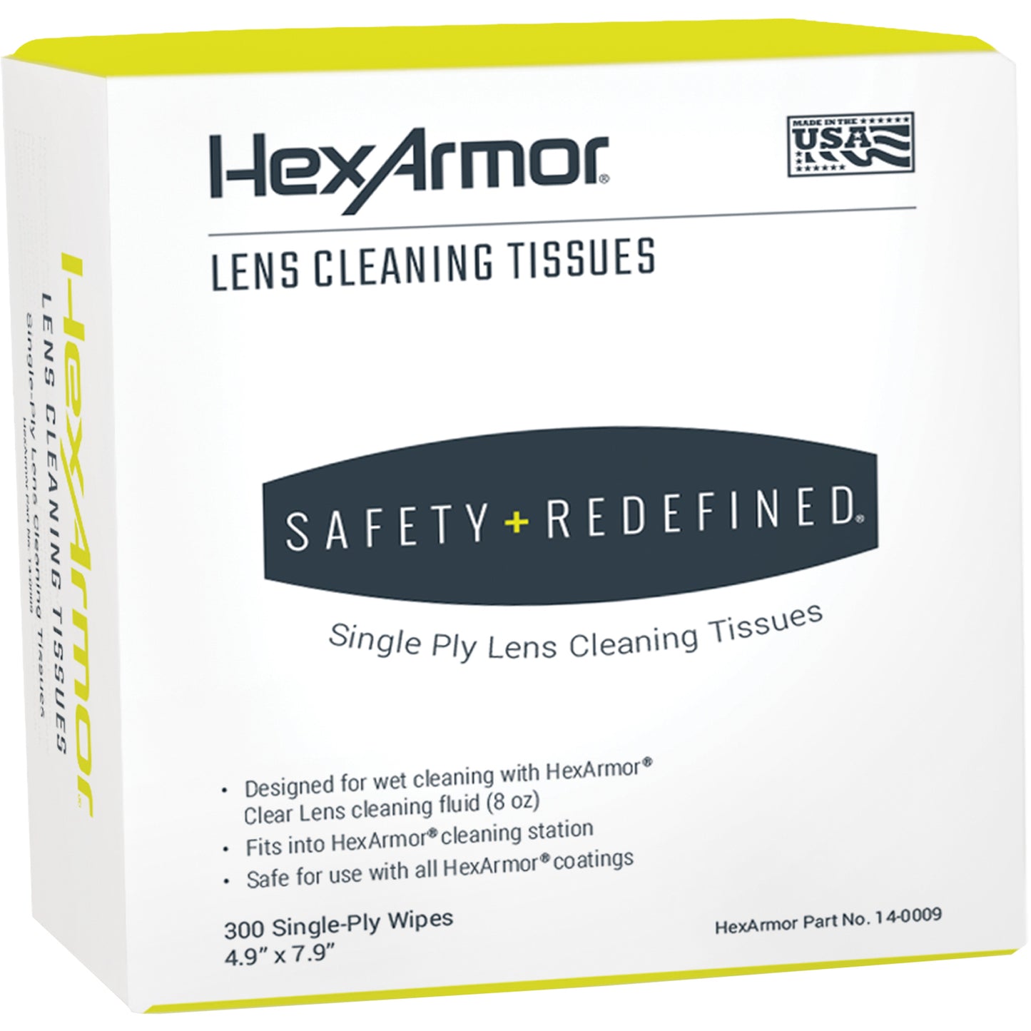 Hexarmor Lens Cleaning Tissues, 4.9" x 7.9", 300 /Pkg.