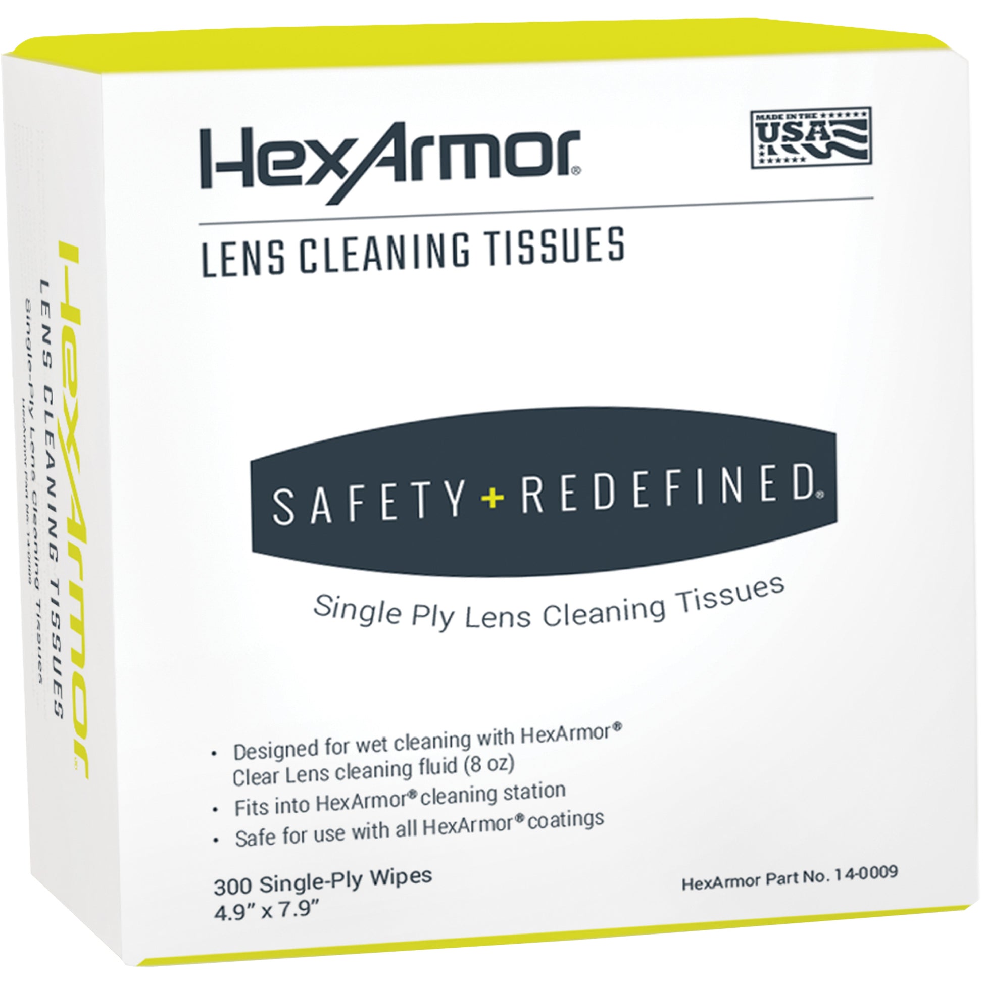 Hexarmor Lens Cleaning Tissues, 4.9" x 7.9", 300 /Pkg.