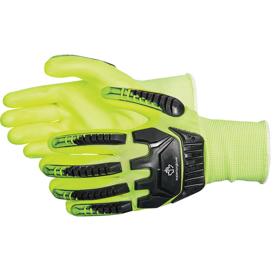 Superior Glove Works Ltd. Dexterity® Anti-Impact High-Visibility Gloves, Large, Foam Nitrile Palm, Elastic Cuff