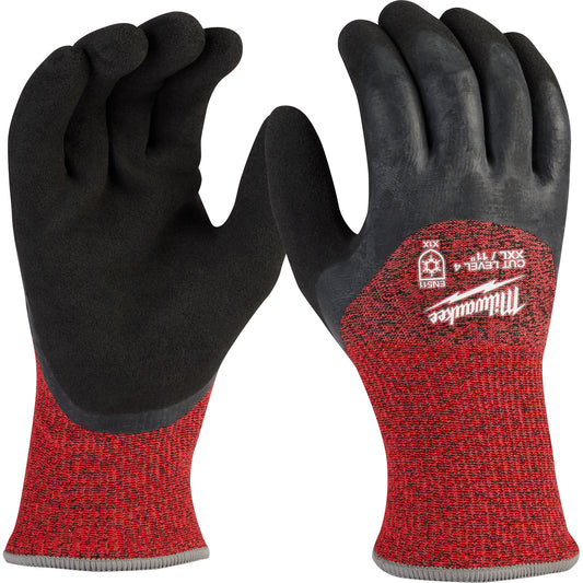 Milwaukee Winter Dipped Gloves, Size X-Large, 15 Gauge, Rubber Latex Coated, Nylon Shell, ASTM ANSI Level A4