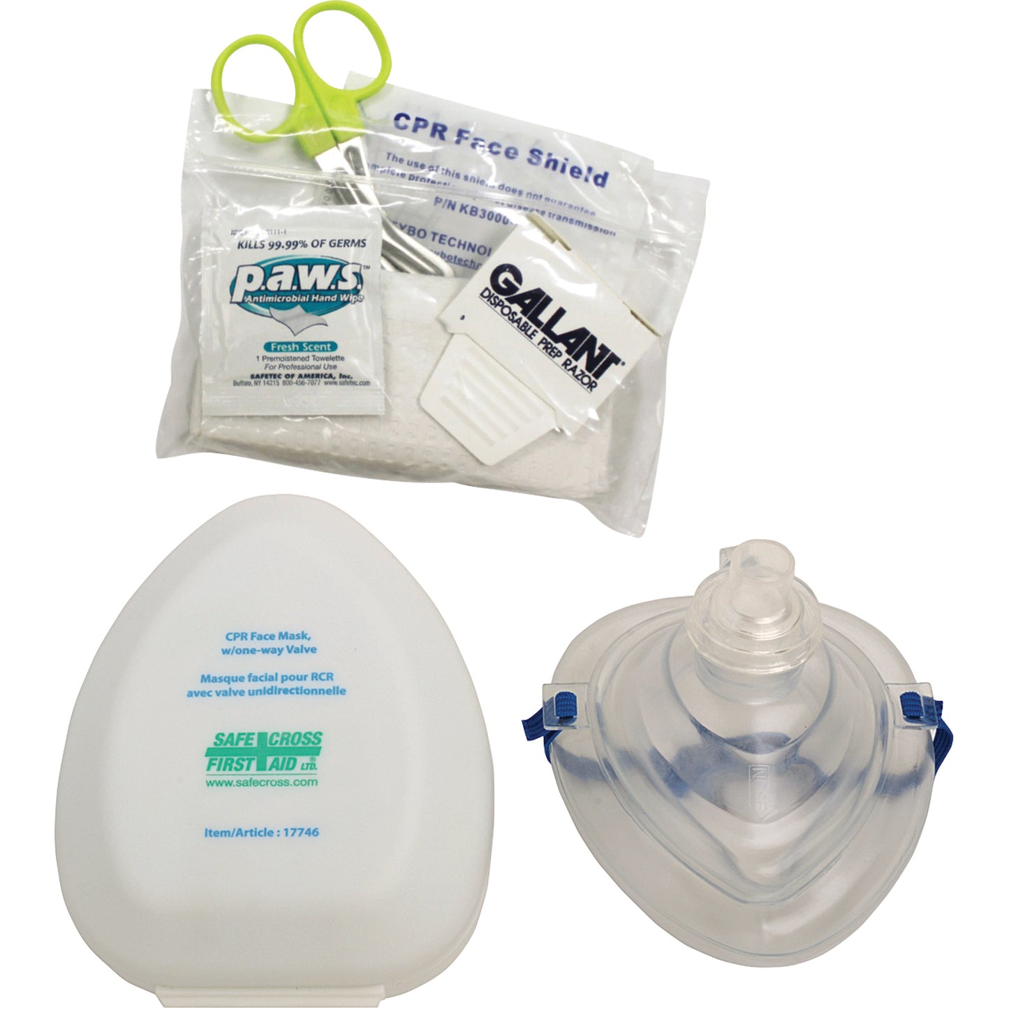  CPR Pocket Face Mask & Accessories Kit, Reusable Mask, Class 2