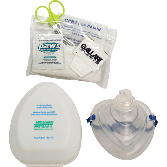  CPR Pocket Face Mask & Accessories Kit, Reusable Mask, Class 2