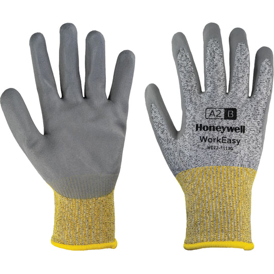 Honeywell WorkEasy Cut Protective Gloves, Size Medium/8, 13 Gauge, Polyurethane Coated, HPPE/Glass Fibre Shell, ASTM ANSI Level A2/EN 388 Level B