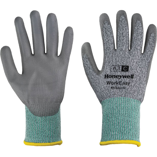 Honeywell WorkEasy Cut Protective Gloves, Size 6/X-Small, 13 Gauge, Polyurethane Coated, HPPE/Glass Fibre Shell, ASTM ANSI Level A3/EN 388 Level C