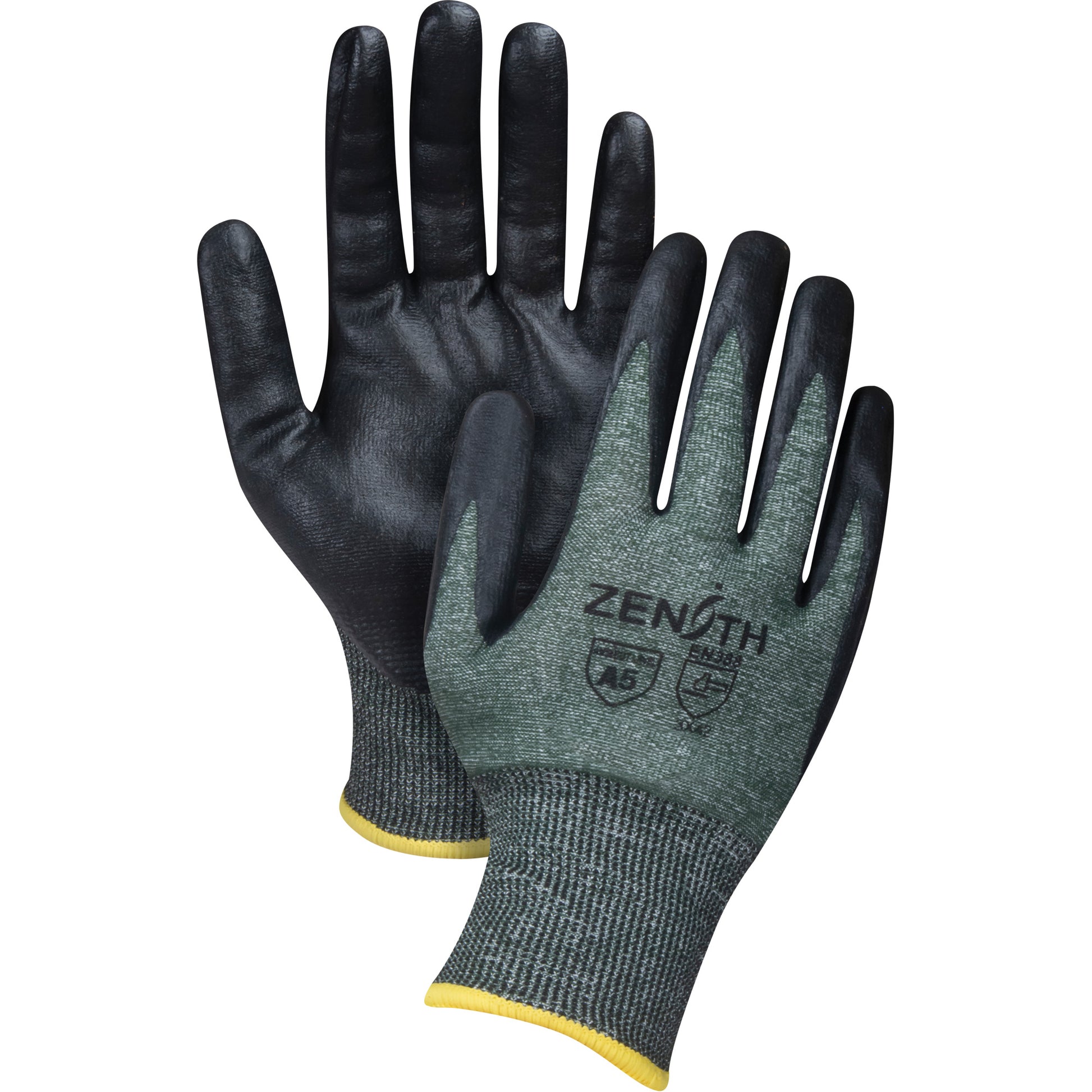 Zenith Safety Products Lightweight High-Dexterity Cut-Resistant Gloves, Size Large, 18 Gauge, Foam Nitrile Coated, Nylon/HPPE/Spandex Shell, ASTM ANSI Level A5