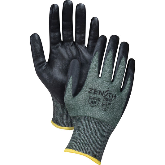 Zenith Safety Products Lightweight High-Dexterity Cut-Resistant Gloves, Size Large, 18 Gauge, Foam Nitrile Coated, Nylon/HPPE/Spandex Shell, ASTM ANSI Level A5