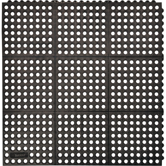Notrax Cushion-Ease® 550 Interlocking Anti-Fatigue Mat, Slotted, 3' x 3' x 3/4", Black, Rubber
