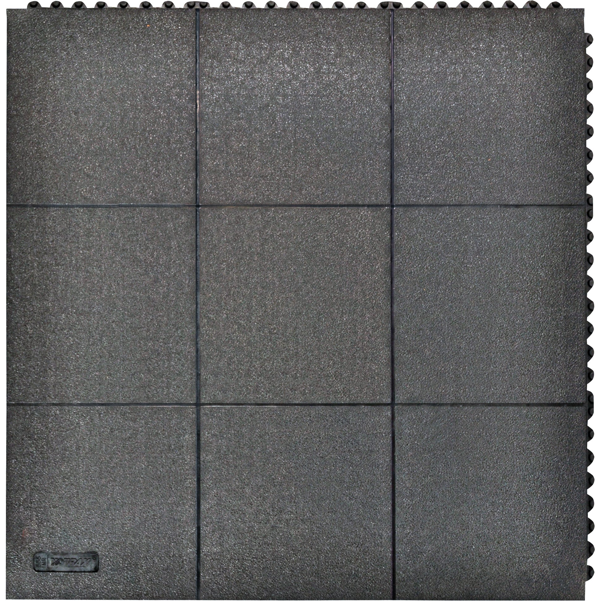 Notrax Cushion-Ease® Interlocking Anti-Fatigue Mat, Pebbled, 3' x 3' x 3/4", Black, Natural Rubber