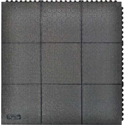 Notrax Cushion-Ease® Interlocking Anti-Fatigue Mat, Pebbled, 3' x 3' x 3/4", Black, Natural Rubber