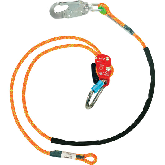 Jelco RAD Adjustable Rope Safety Lanyard, 1 Legs, 8', CSA Class F